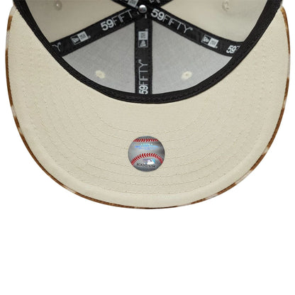 This is a LA Dodgers Animal Print Beige 59FIFTY Fitted Cap 7
