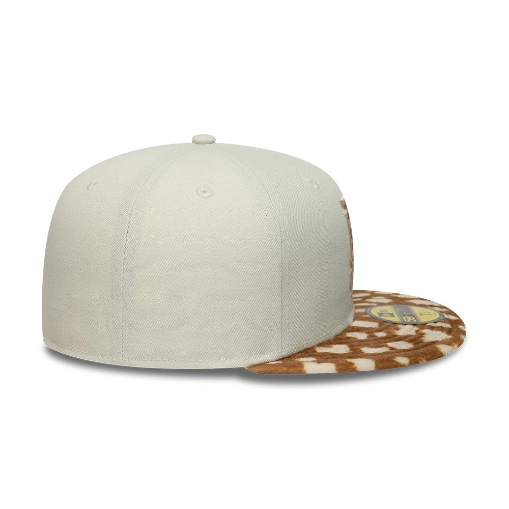 This is a LA Dodgers Animal Print Beige 59FIFTY Fitted Cap 6
