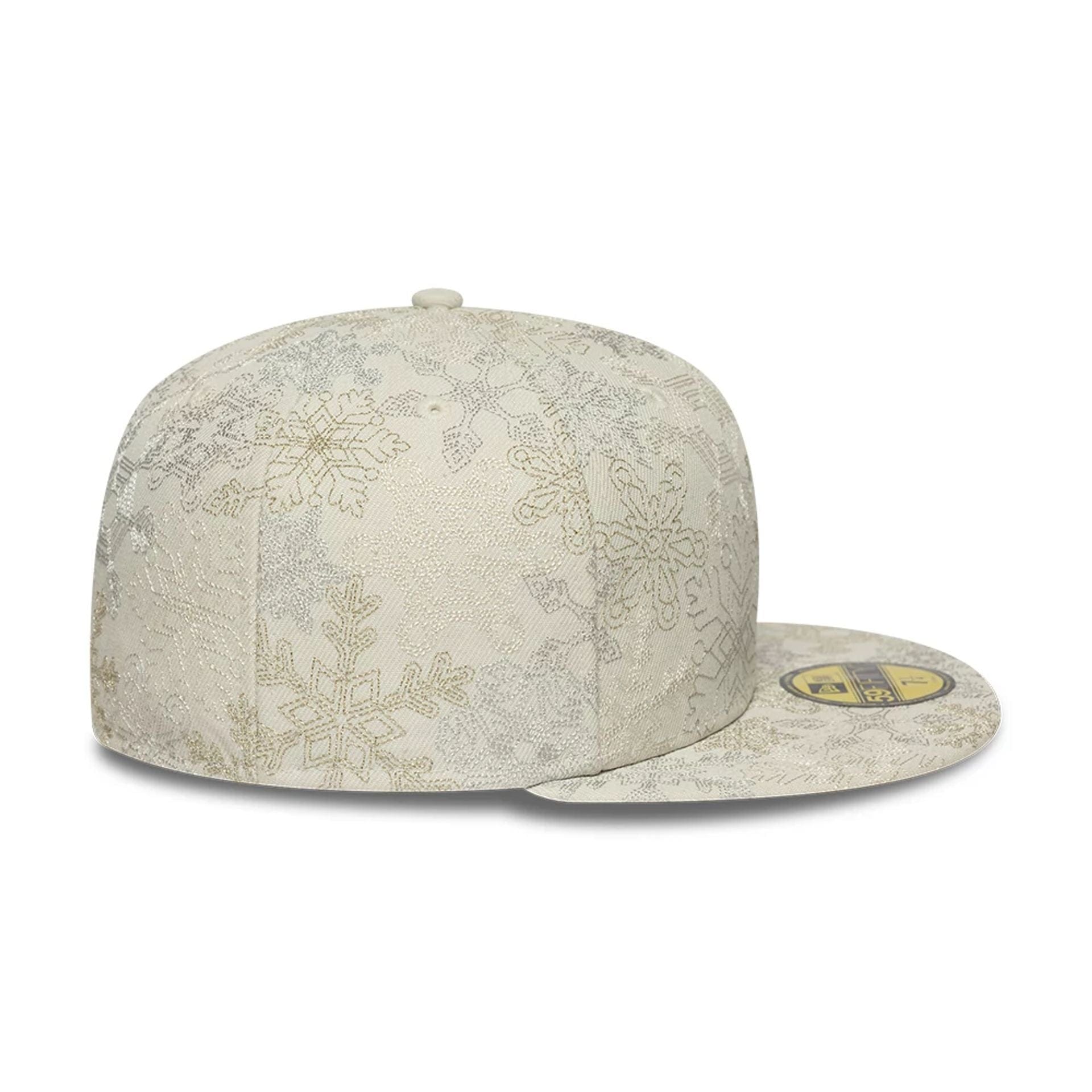 Pictured is this New Era Winter Snowflakes 59FIFTY Fitted cap in light beige. 7