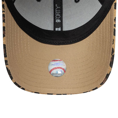 Pictured is this Womens MLB Leopard New York Yankees 9FORTY cap in black. 2