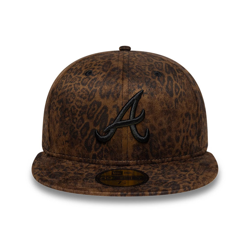 Pictured is this MLB Leopard Atlanta Braves 59FIFTY Fitted cap in black. 3