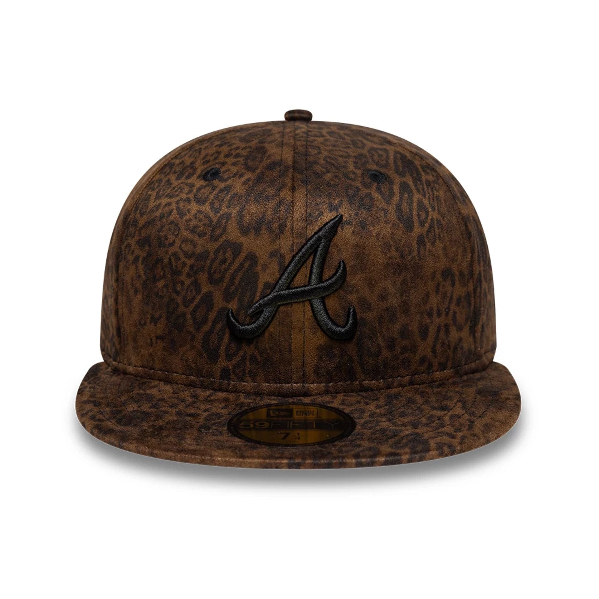 Pictured is this MLB Leopard Atlanta Braves 59FIFTY Fitted cap in black. 3