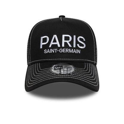 Pictured is this Pop Stitch Paris Saint Germain 9FORTY E-Frame Trucker cap in black. 2