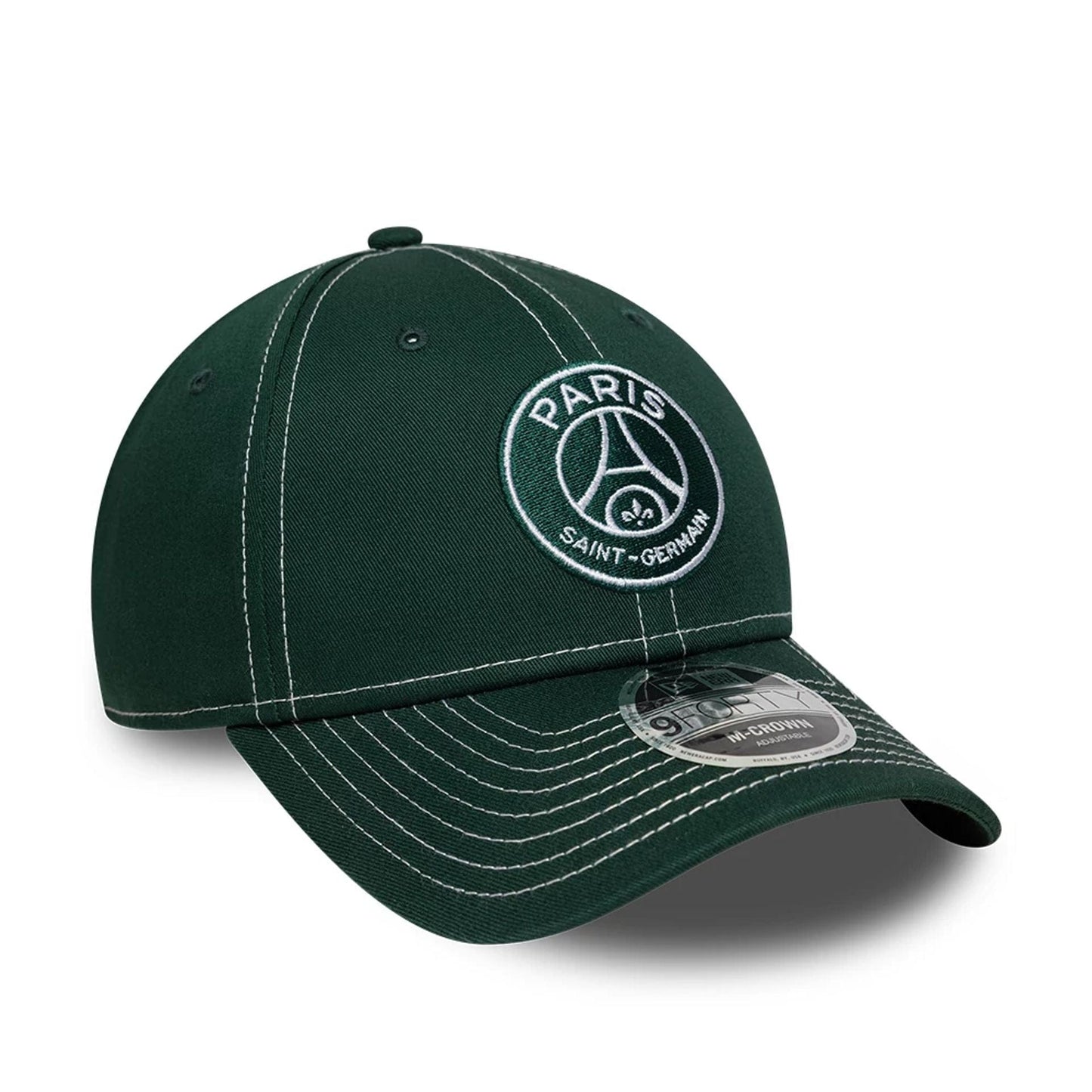 Pictured is this Pop Stitch Paris Saint Germain 9FORTY M-Crown cap in dark green. 3