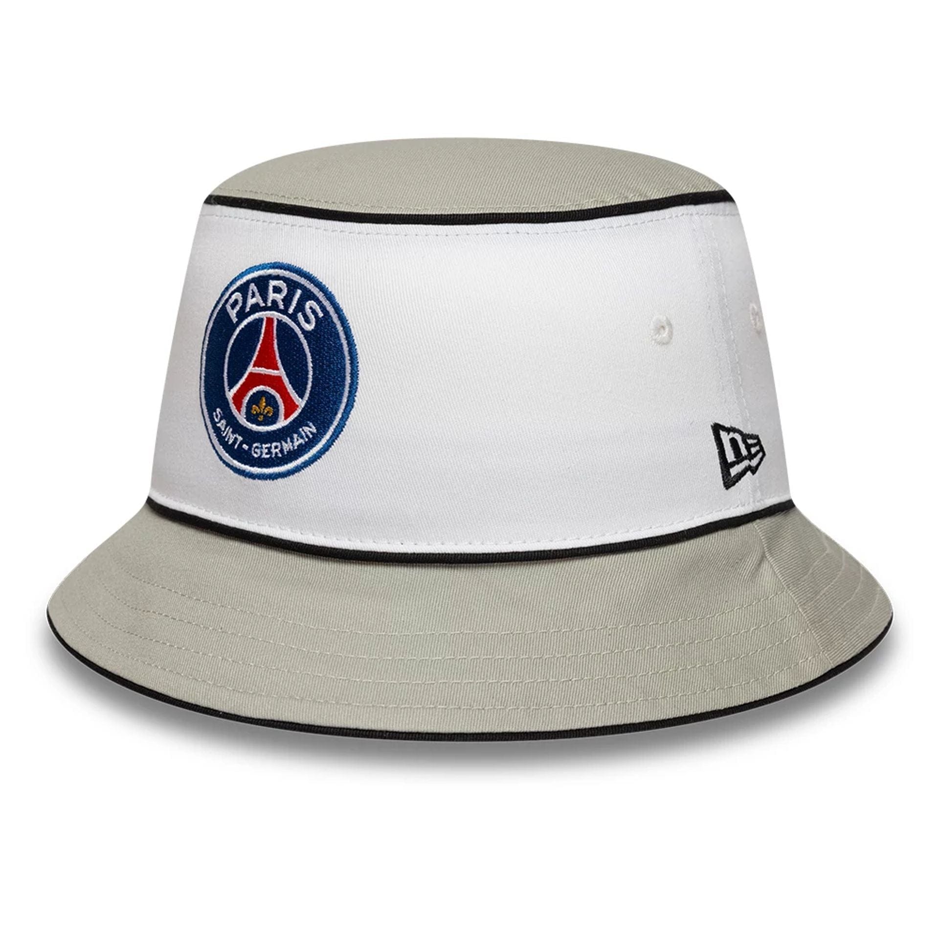 Pictured is this Retro Paris Saint Germain Bucket hat in grey. 1
