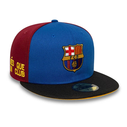 This is a FC Barcelona Mes Que Un Dark Red 59FIFTY Fitted Cap 1