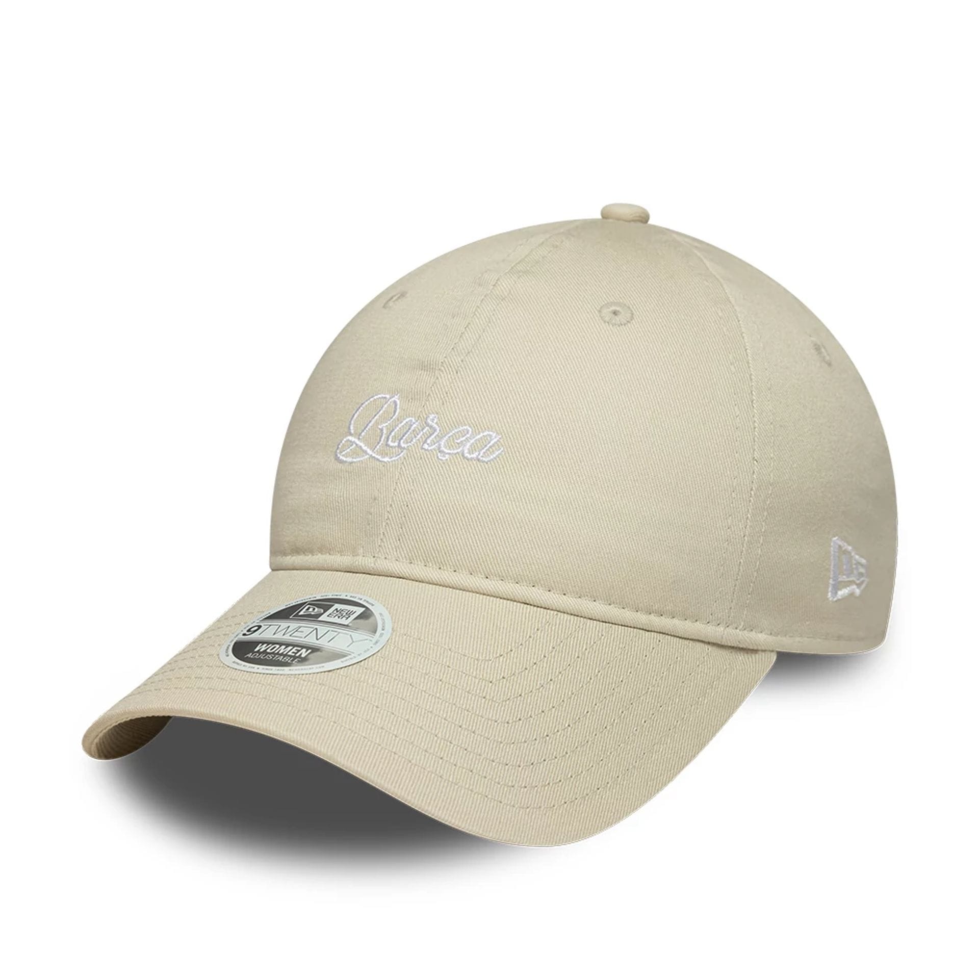 This is a FC Barcelona Womens Wordmark Light Beige 9TWENTY Adjustable Cap 1