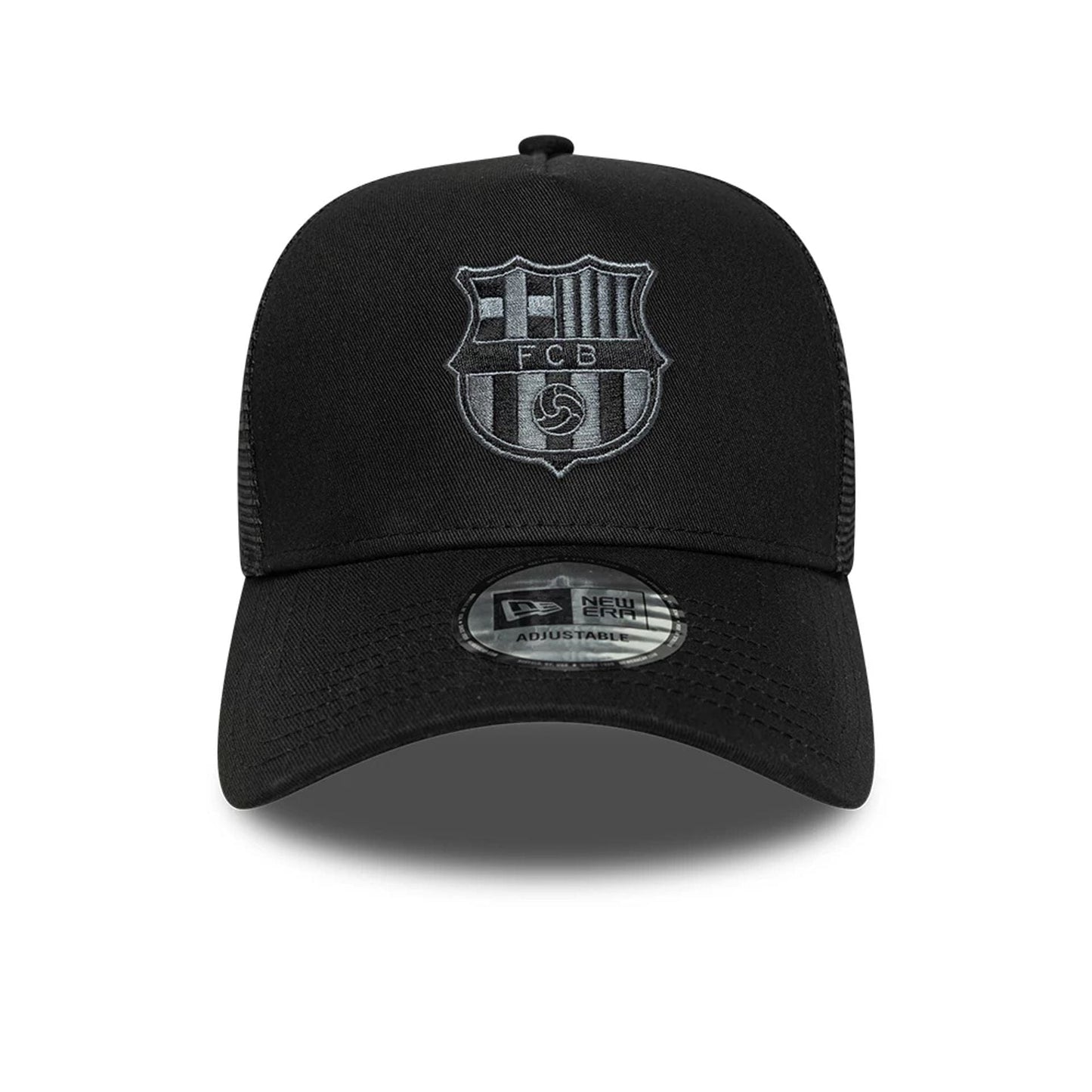 This is a FC Barcelona Tonal Black 9FORTY A-Frame Trucker Adjustable Cap 2