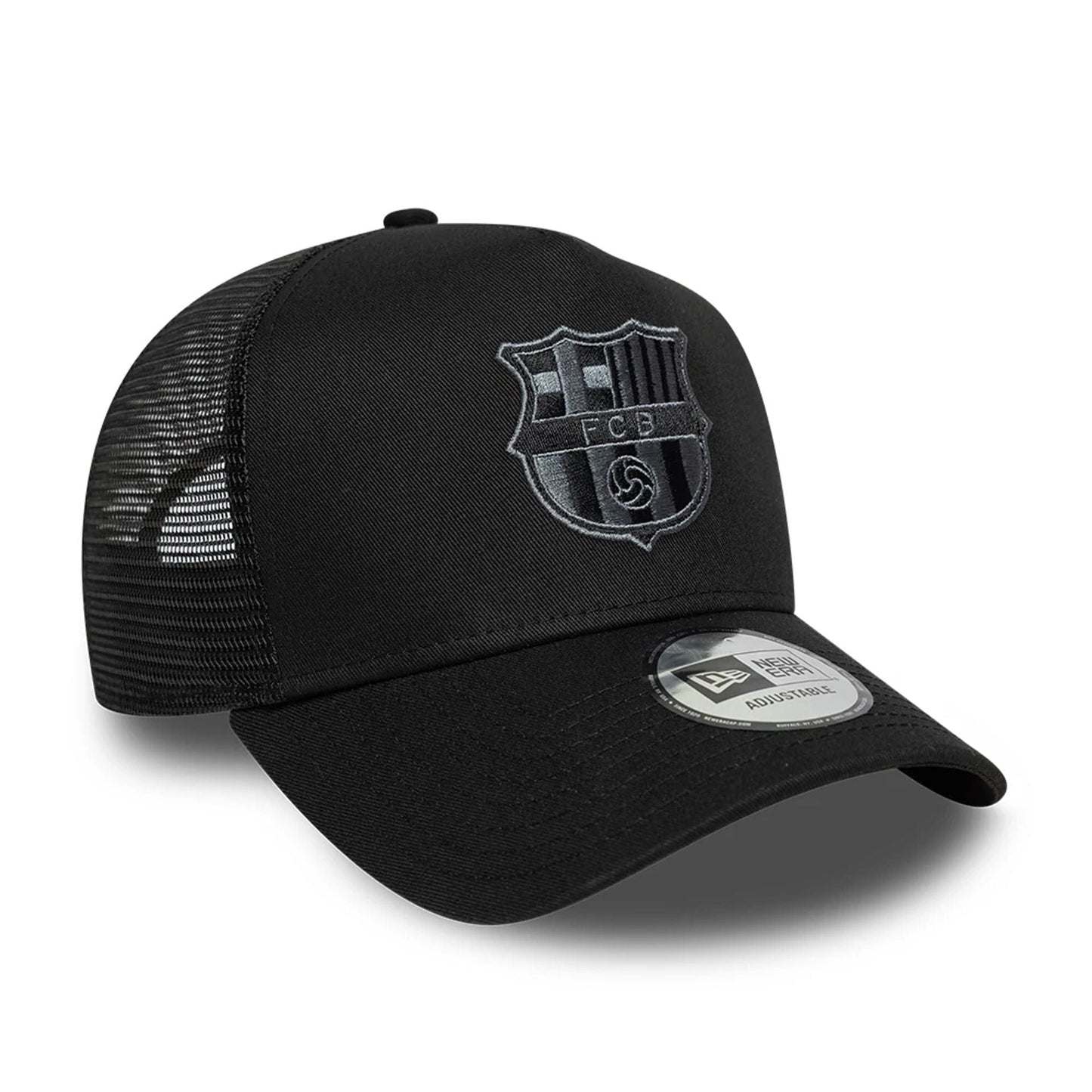 This is a FC Barcelona Tonal Black 9FORTY A-Frame Trucker Adjustable Cap 3