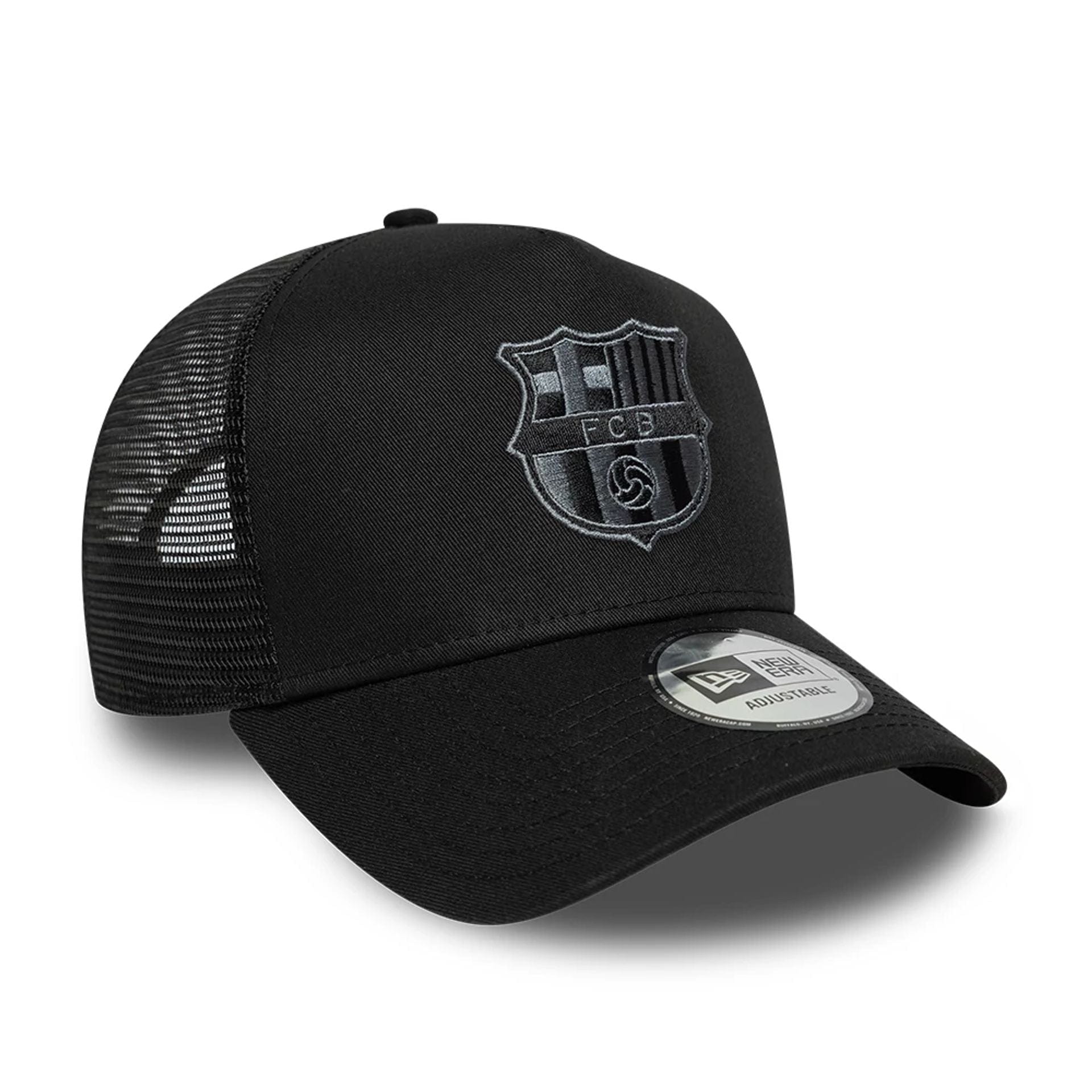 This is a FC Barcelona Tonal Black 9FORTY A-Frame Trucker Adjustable Cap 3