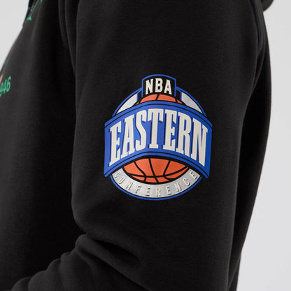 The model is wearing this NBA Hardwood Classic Boston Celtics Pullover Hoodie in black. 5