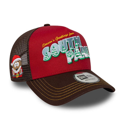 Pictured is this Comedy Central South Park 9FORTY A-Frame Trucker cap in dark red. 1