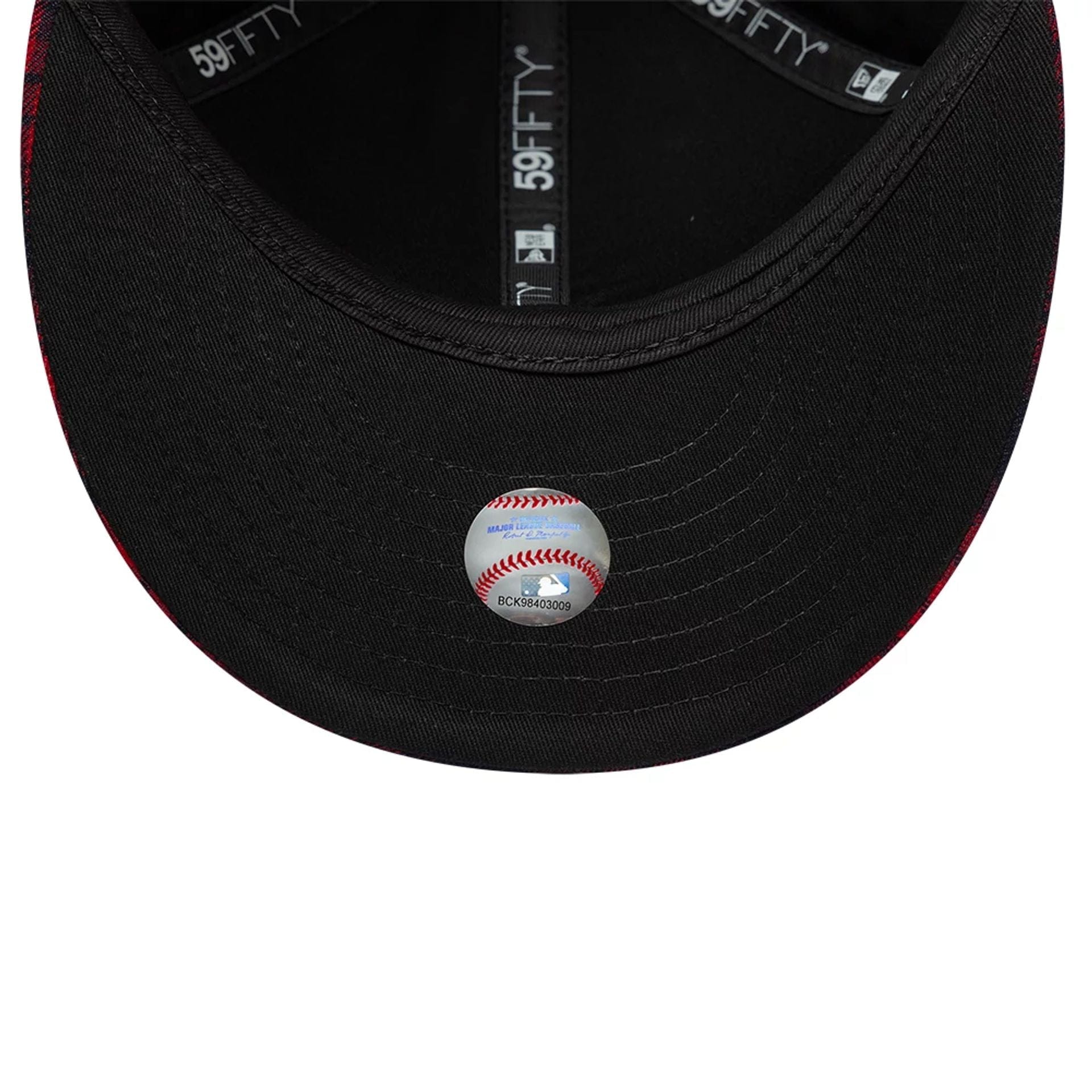Pictured is this MLB Check New York Yankees Low Profile 59FIFTY Fitted cap in red. 2