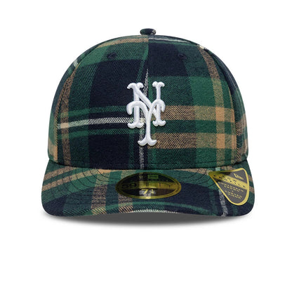 Pictured is this MLB Check New York Mets Low Profile 59FIFTY Fitted cap in dark green. 3