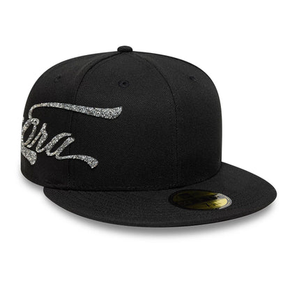 Pictured is this New Era Script 59FIFTY Fitted cap in black. 1