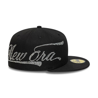Pictured is this New Era Script 59FIFTY Fitted cap in black. 2