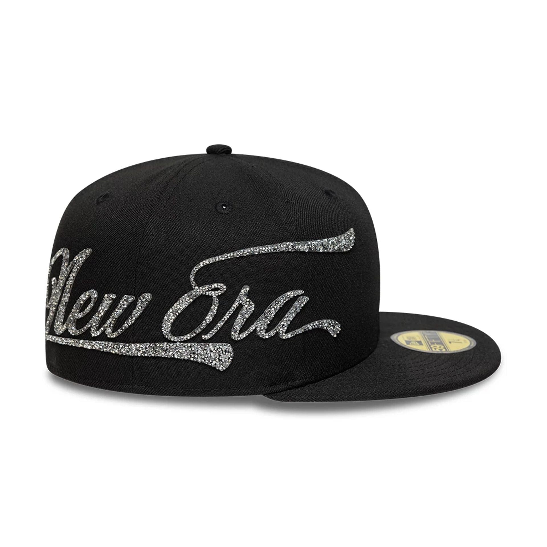 Pictured is this New Era Script 59FIFTY Fitted cap in black. 2