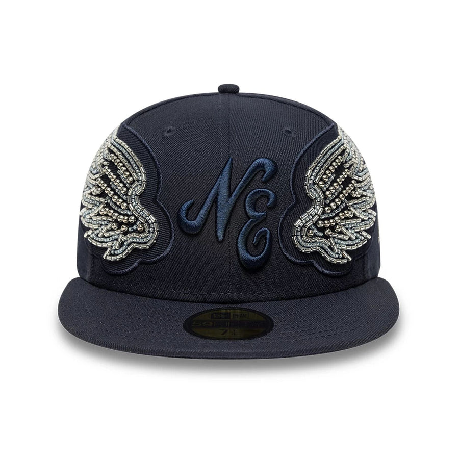 Pictured is this New Era Beaded Wings 59FIFTY Fitted cap in navy. 2