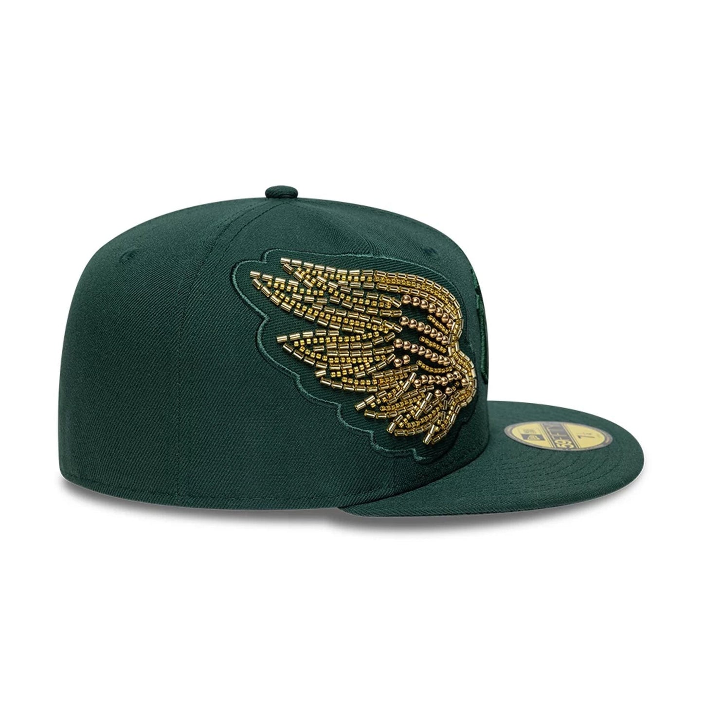 Pictured is this MLB Beaded Wings New York Yankees 59FIFTY Fitted cap in dark green. 5