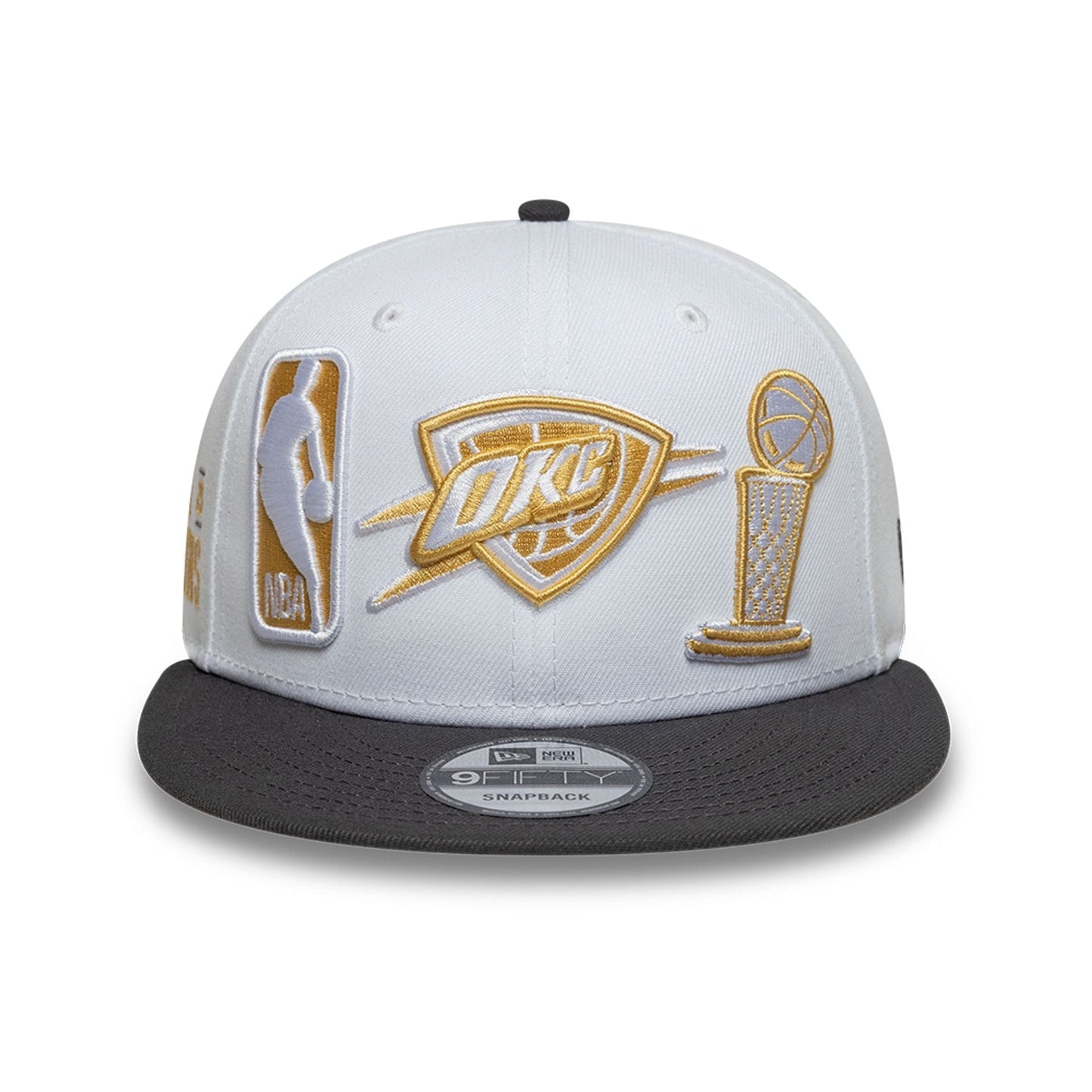 Pictured is this Oklahoma City Thunder NBA Ring Ceremony White 9FIFTY Snapback Adjustable cap. 3