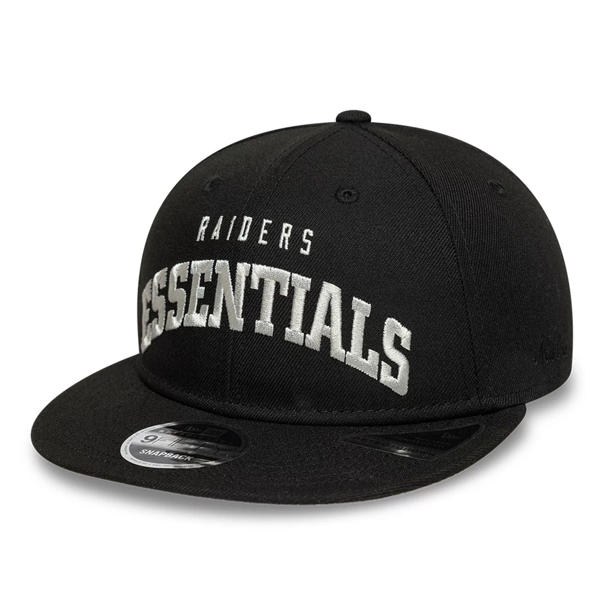 This is a Las Vegas Raiders Fear Of God x NFL Black Retro Crown 9FIFTY Adjustable Cap 1