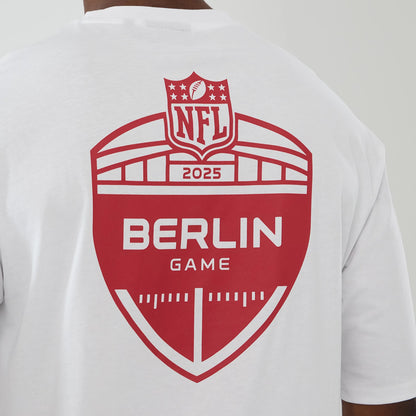 The Male model is wearing Atlanta Falcons NFL International Series Games 2025 White Oversized T-Shirt 5