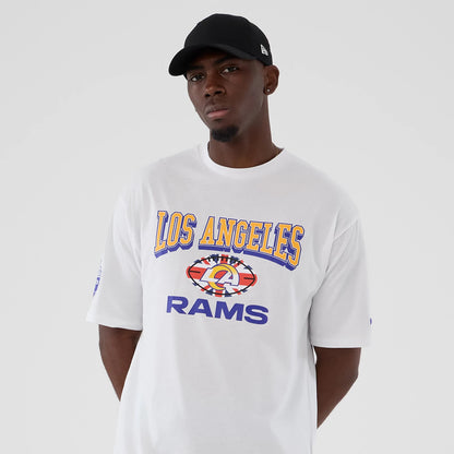 The Male model is wearing LA Rams NFL International Series Games 2025 White Oversized T-Shirt 3