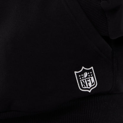 The Male model is wearing Atlanta Falcons NFL International Series Games 2025 Black Premium Pullover Hoodie 4