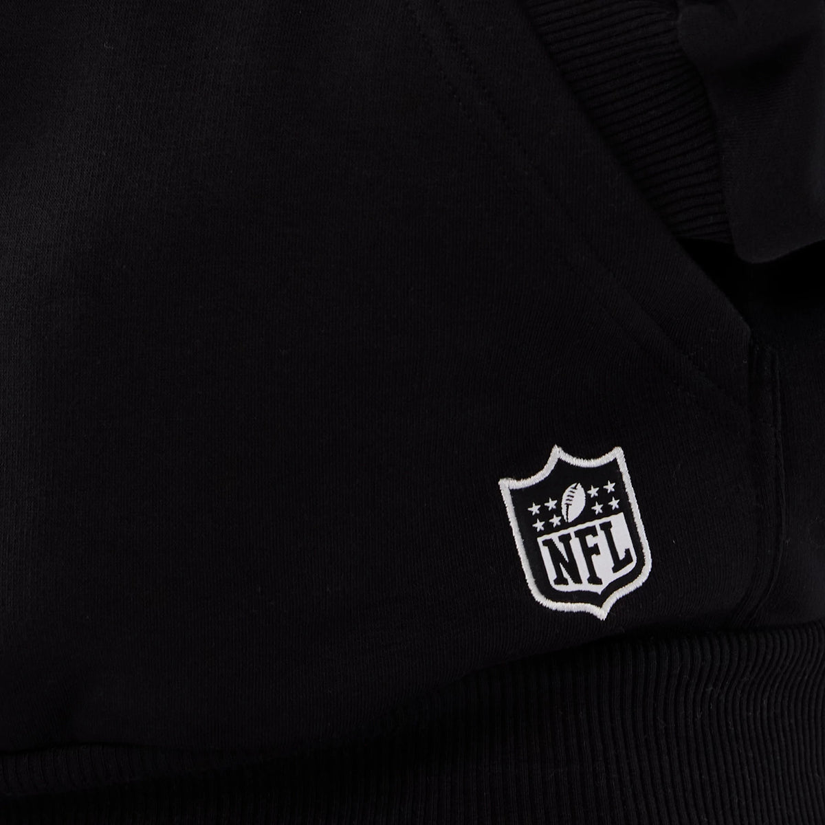 The Male model is wearing Atlanta Falcons NFL International Series Games 2025 Black Premium Pullover Hoodie 4