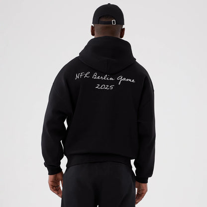 The Male model is wearing Atlanta Falcons NFL International Series Games 2025 Black Premium Pullover Hoodie 2