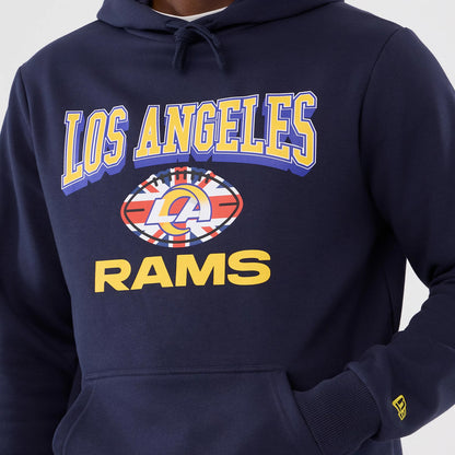 The Male model is wearing LA Rams NFL International Series Games 2025 Navy Pullover Hoodie 3