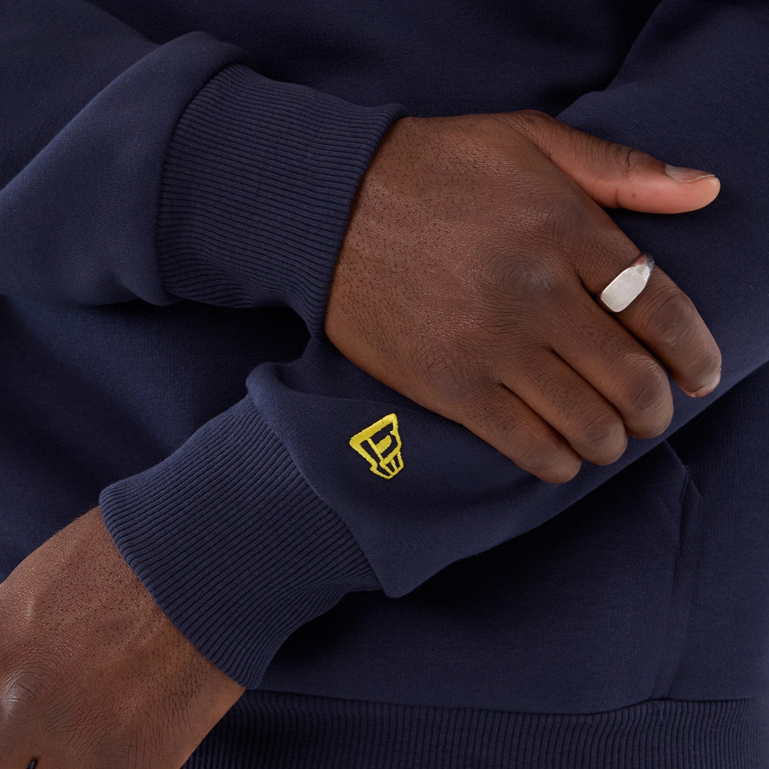 The Male model is wearing LA Rams NFL International Series Games 2025 Navy Pullover Hoodie 4