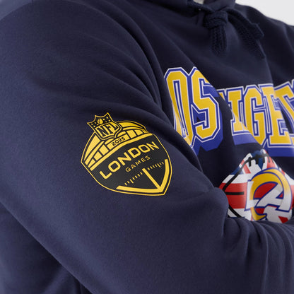 The Male model is wearing LA Rams NFL International Series Games 2025 Navy Pullover Hoodie 5