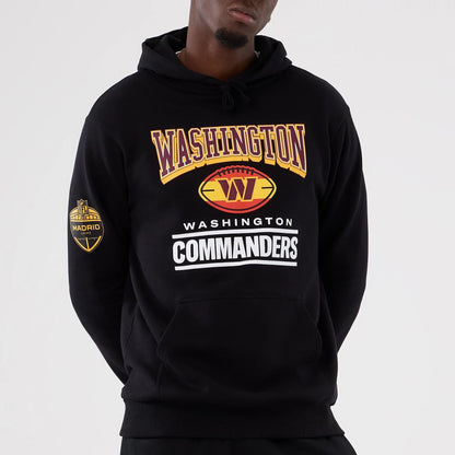 The Male model is wearing Washington Commanders NFL International Series Games 2025 Black Pullover Hoodie  7