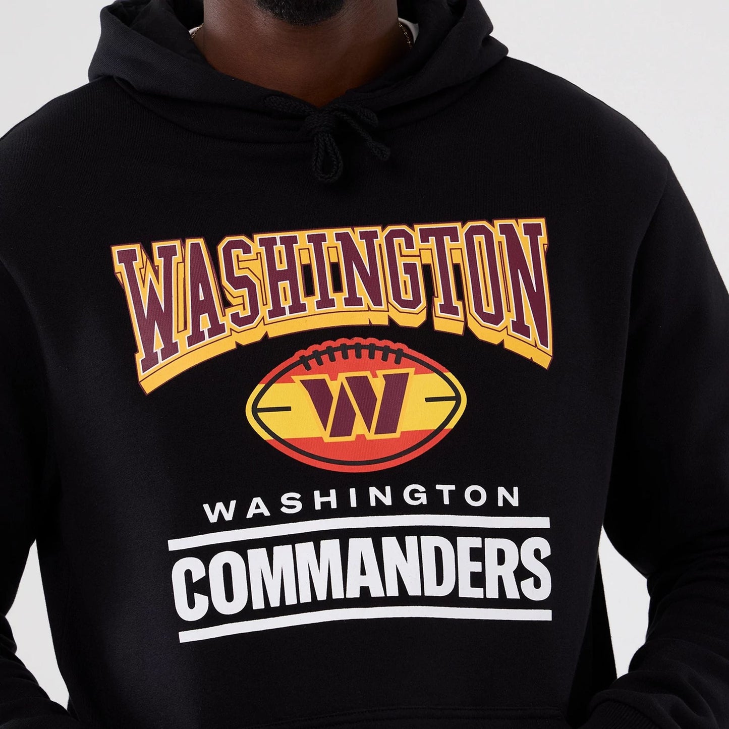 The Male model is wearing Washington Commanders NFL International Series Games 2025 Black Pullover Hoodie  3