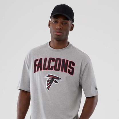The Male model is wearing Atlanta Falcons NFL International Series Games 2025 Grey Premium T-Shirt  7