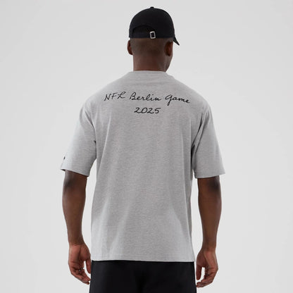 The Male model is wearing Atlanta Falcons NFL International Series Games 2025 Grey Premium T-Shirt  2