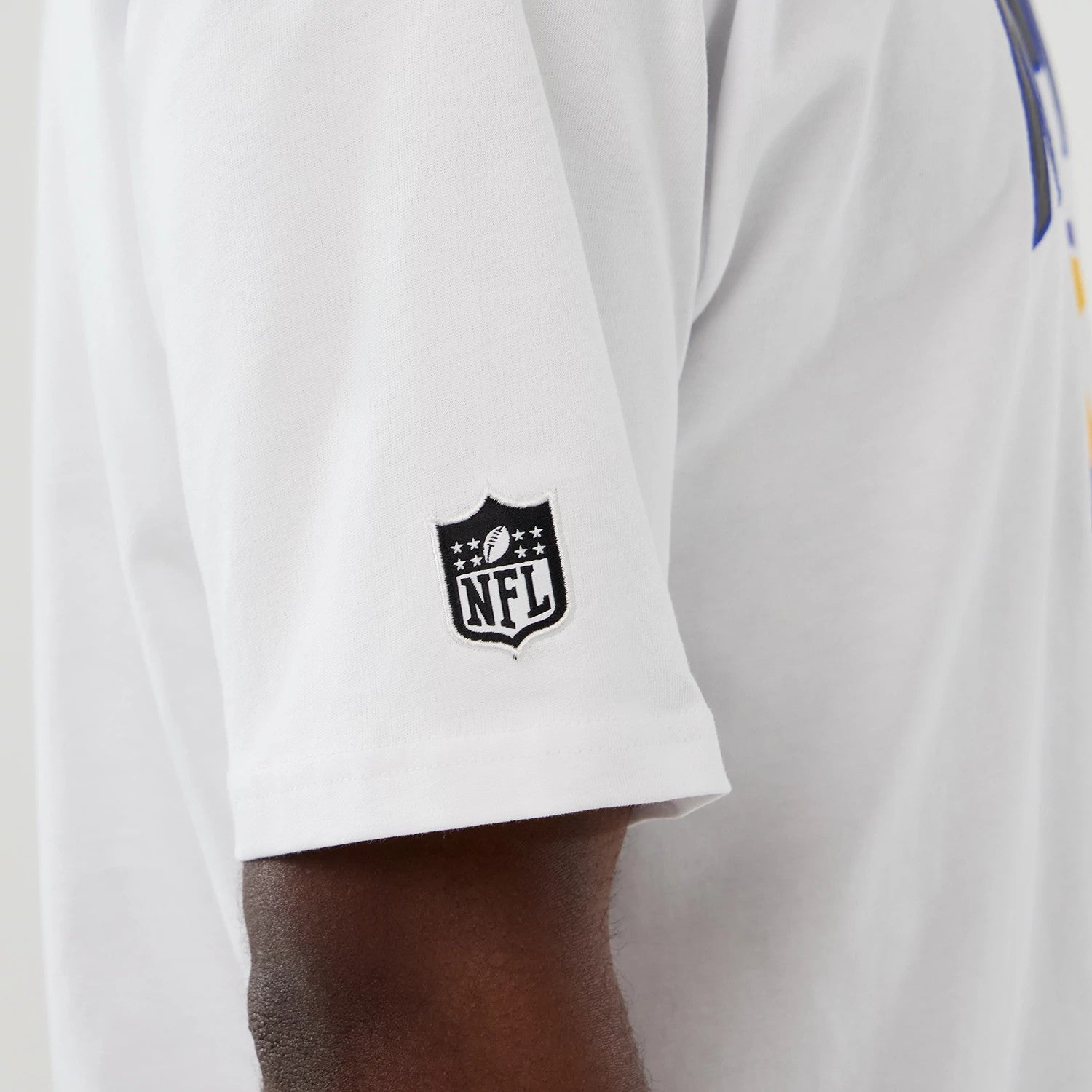 The Male model is wearing LA Rams NFL International Series Games 2025 White Premium T-Shirt 4