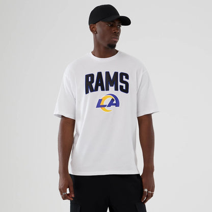 The Male model is wearing LA Rams NFL International Series Games 2025 White Premium T-Shirt  1