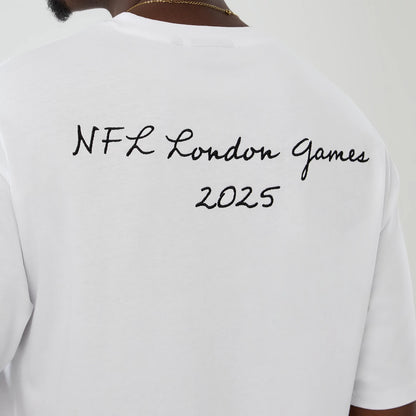 The Male model is wearing LA Rams NFL International Series Games 2025 White Premium T-Shirt 6
