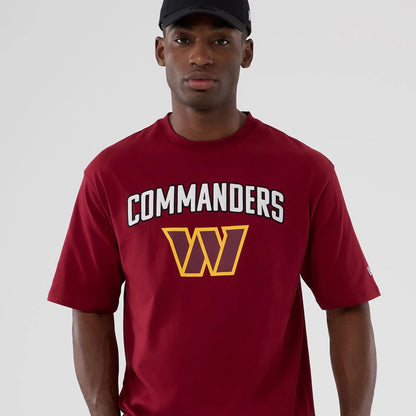 The Male model is wearing Washington Commanders NFL International Series Games 2025 Dark Red Premium T-Shirt  5