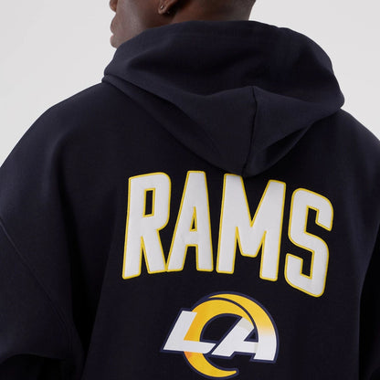 The Male model is wearing LA Rams NFL International Series Games 2025 Navy Premium Pullover Hoodie  7