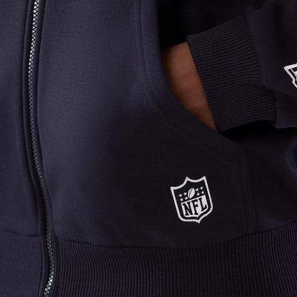 The Male model is wearing Denver Broncos NFL International Series Games 2025 Navy Premium Pullover Hoodie 4