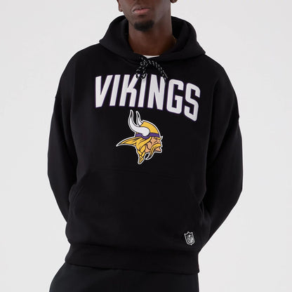 The Male model is wearing Minnesota Vikings NFL International Series Games 2025 Black Premium Pullover Hoodie  3