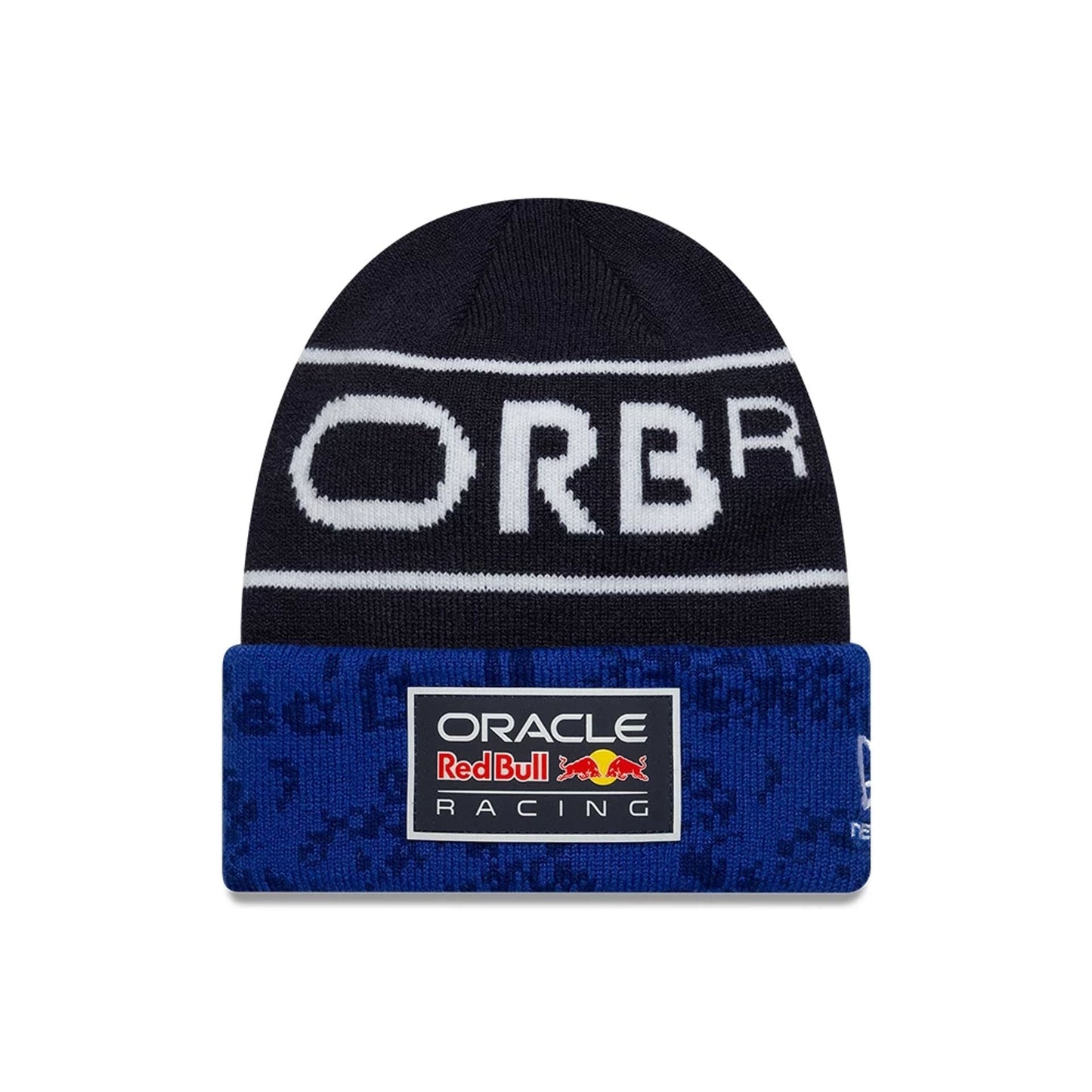 Pictured is this Youth Team Red Bull Racing Cuff Knit Beanie hat in dark blue. 1