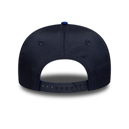 Red Bull Racing Youth Team Dark Blue New Era 9SEVENTY Stretch Snap Adjustable Cap, rear view showing the black adjustable snap closure on the structured dark blue crown with matching embroidered eyelets.