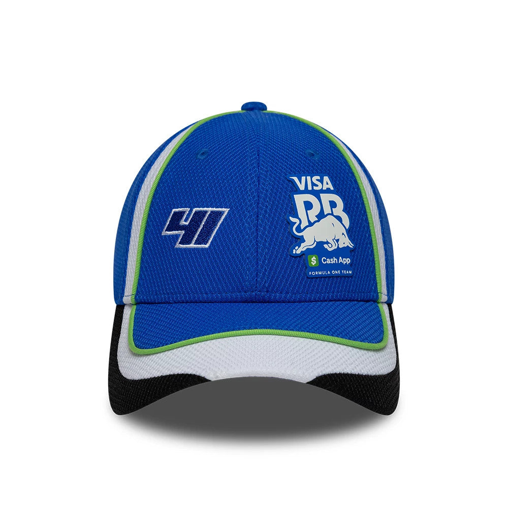 Pictured is this Teamline 2026 Visa Cash App Racing Bulls 9FORTY cap in bright blue. 2