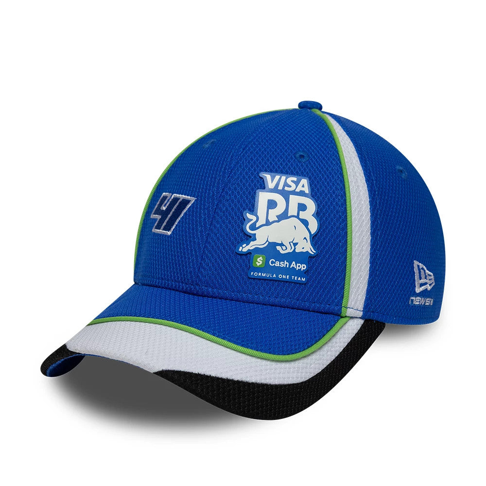 Pictured is this Teamline 2026 Visa Cash App Racing Bulls 9FORTY cap in bright blue. 3