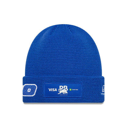 Pictured is this Teamline 2026 Visa Cash App Racing Bulls Cuff Knit Beanie hat in bright blue. 1