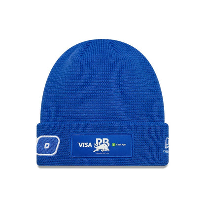 Pictured is this Teamline 2026 Visa Cash App Racing Bulls Cuff Knit Beanie hat in bright blue. 1